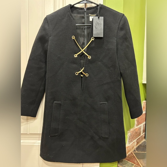 Saint Laurent Lace-Up V-Neck Wool Blend Top size 38 NWT Perfect for Winter ❄️ - Picture 4 of 8